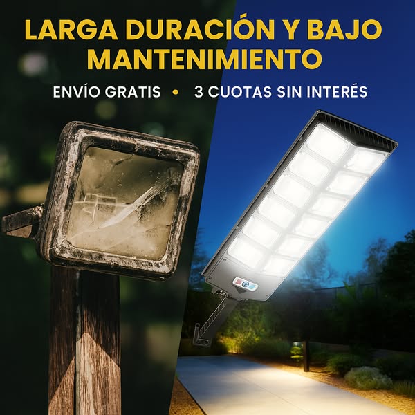 2X1 REFLECTOR SOLAR LED 1000W PARA EXTERIORES | SIN CABLES, SIN FACTURAS