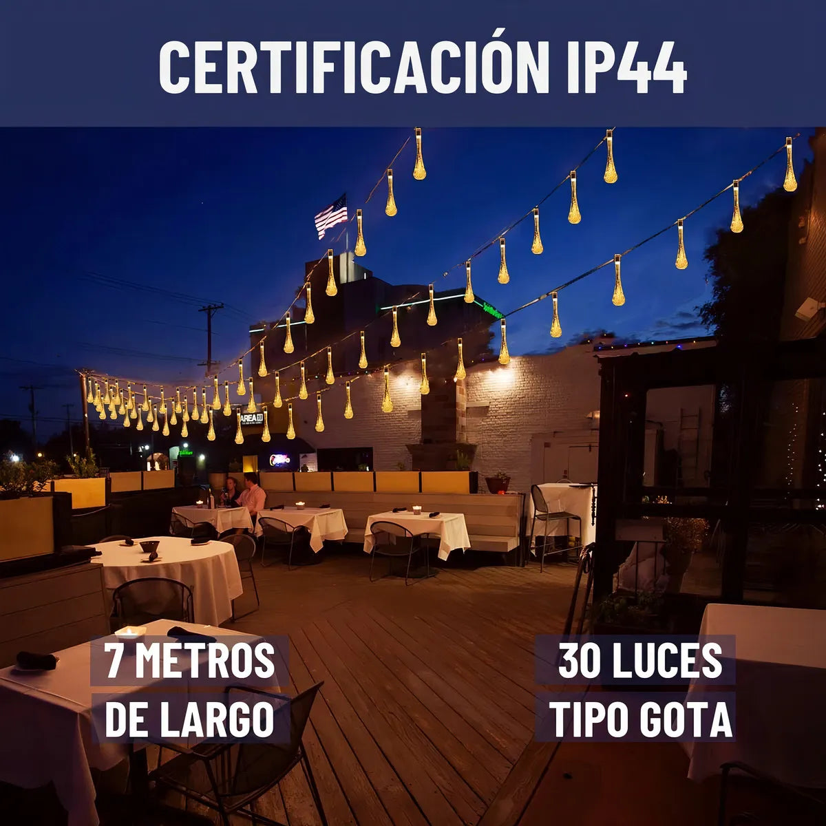 Guirnalda Solar 2x1 7 m · 30 Luces LED Cálidas Impermeables ✅