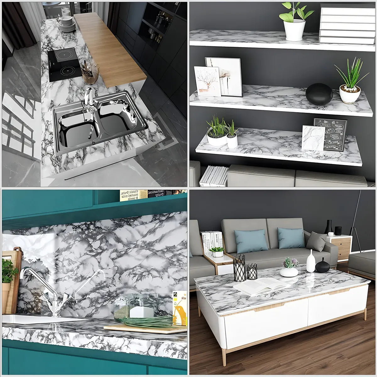 DecoVinilo™ Simil Marmol ┃ Adhesivo premium Ideal para mesadas o paredes