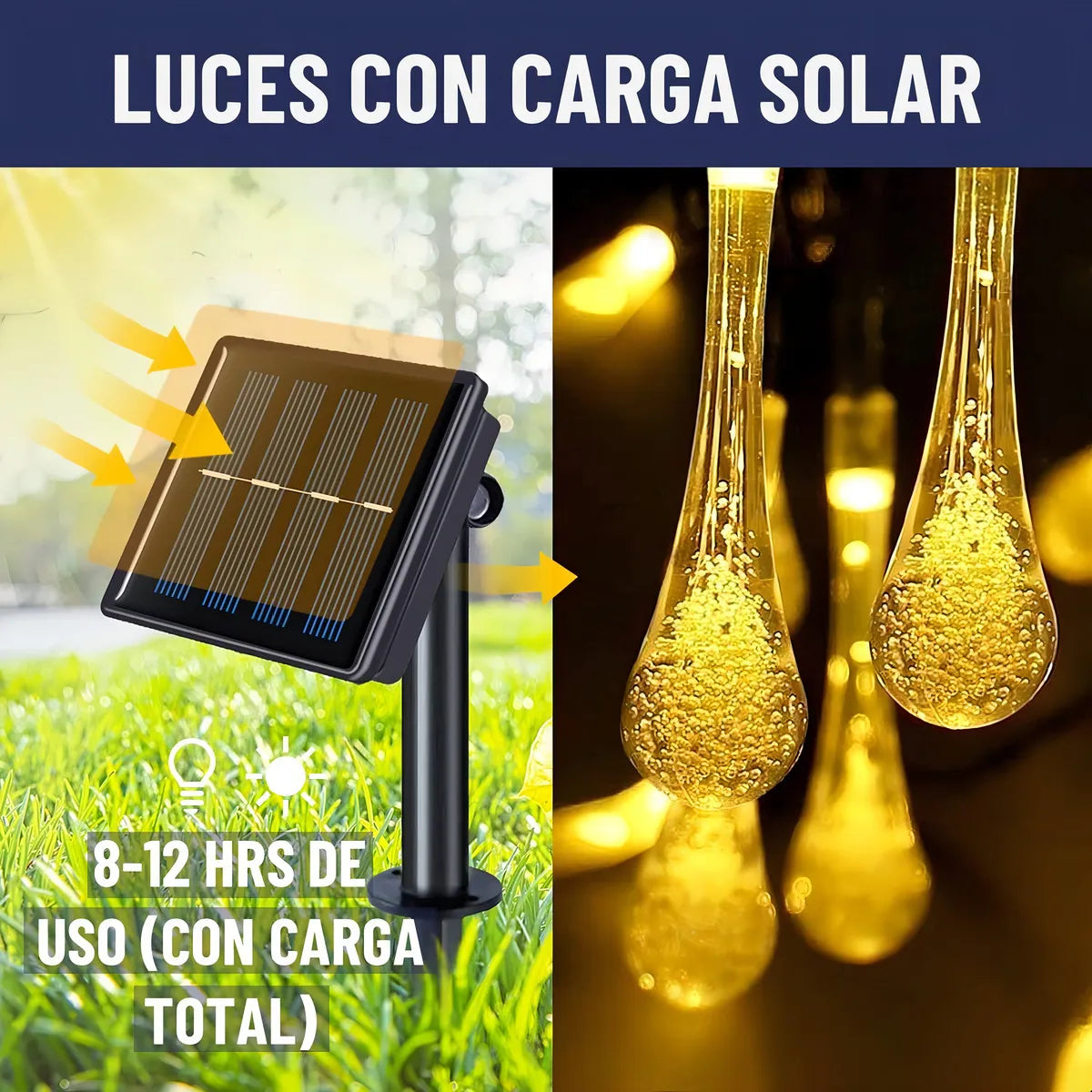 Guirnalda Solar 2x1 7 m · 30 Luces LED Cálidas Impermeables ✅