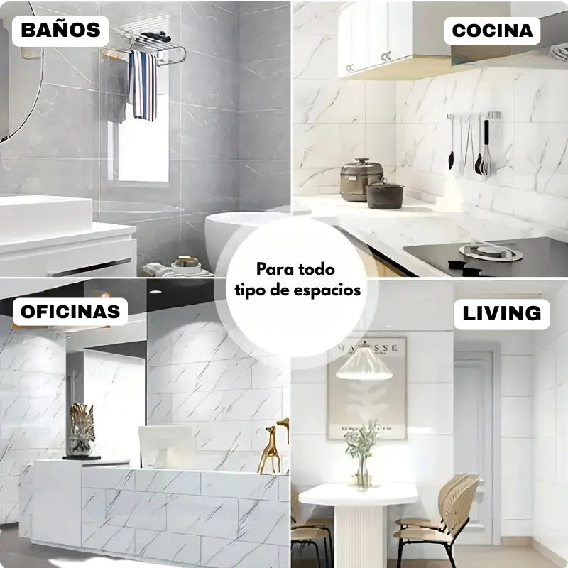 DecoPlacas™ Mármol ┃ Adhesivo premium para cocinas y baños + Vinilo de Regalo