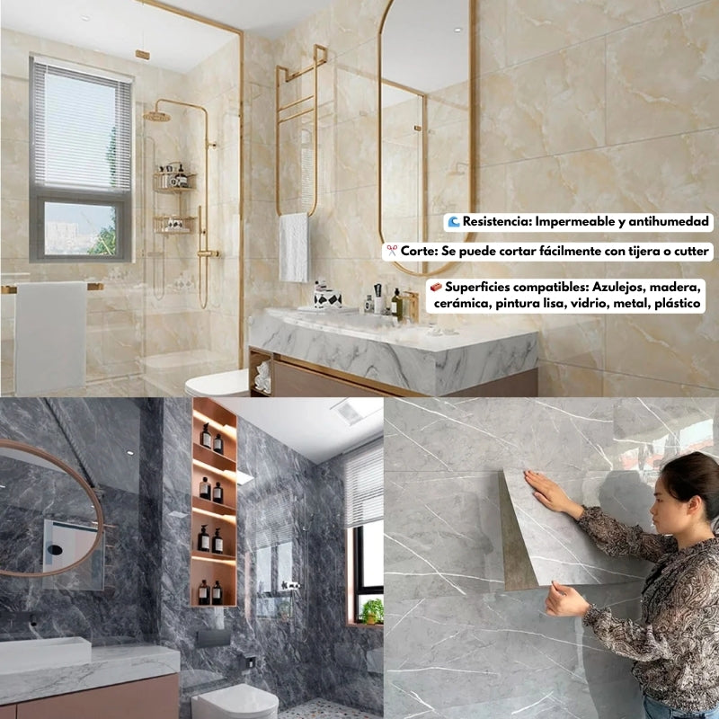 DecoPlacas™ Mármol ┃ Adhesivo premium para cocinas y baños + Vinilo de Regalo