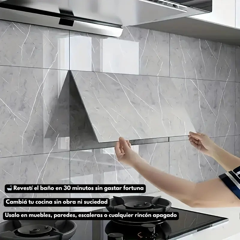 DecoPlacas™ Mármol ┃ Adhesivo premium para cocinas y baños + Vinilo de Regalo