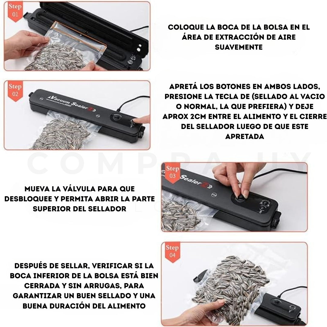 Selladora al Vacío PROFESIONAL Vacuum™ | Bolsas de Sellado de REGALO