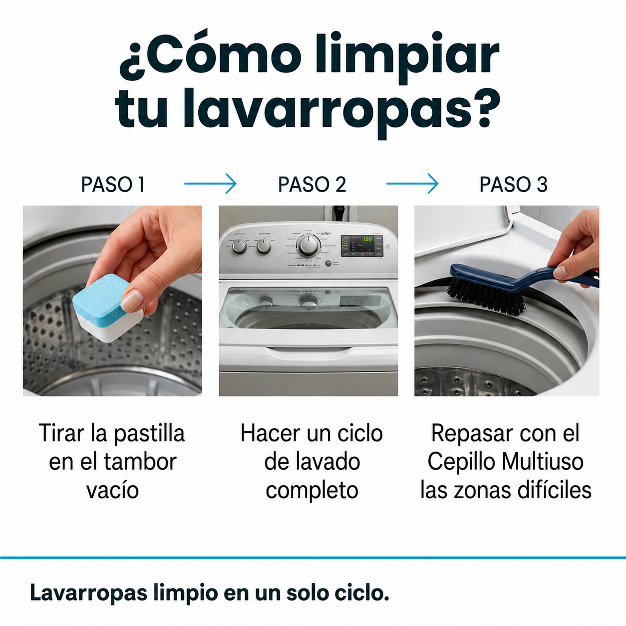 LavaFácil™ | Cepillo Multiuso para Lavarropas