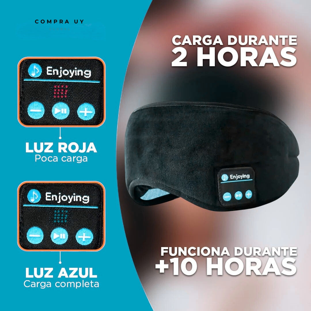 SleepBand™ | Antifaz para Dormir con Auriculares Bluetooth | Descanso Profundo y Música Relajante