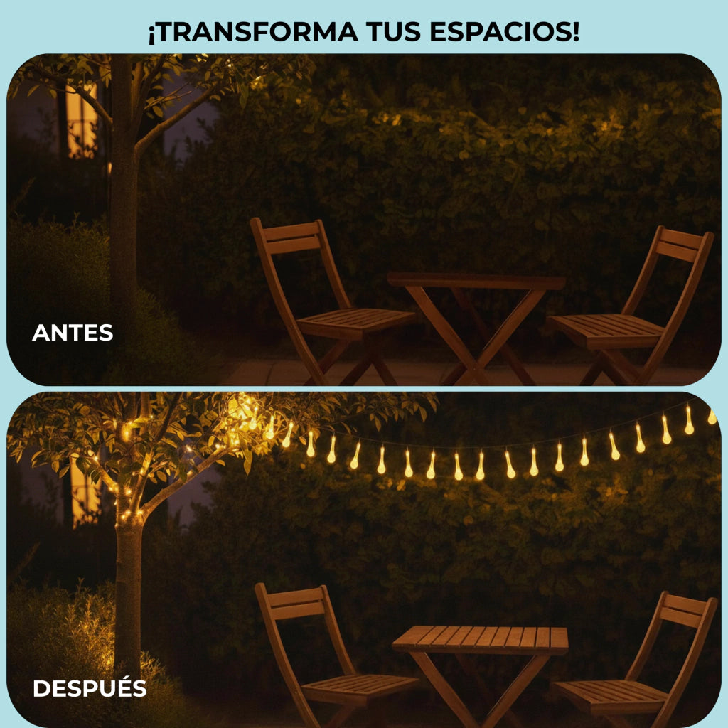 Guirnalda Solar 2x1 7 m · 30 Luces LED Cálidas Impermeables ✅