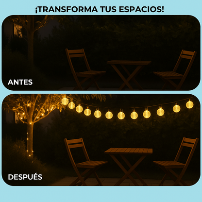 Guirnalda Solar | 5 m · 50 Luces redondas | LED Cálidas Impermeables  ✅