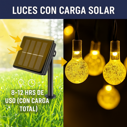 Guirnalda Solar | 5 m · 50 Luces redondas | LED Cálidas Impermeables  ✅