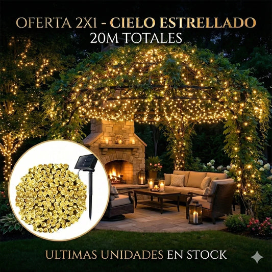 ¡OFERTA 2x1! Llevate 2 Guirnaldas Solares "Cielo Estrellado" (20 Metros Totales)