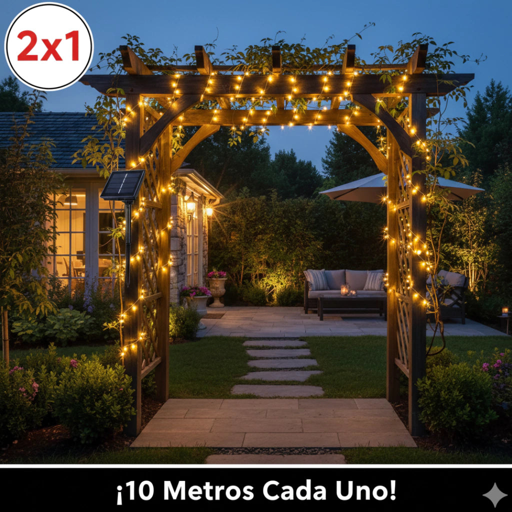 ¡OFERTA 2x1! Llevate 2 Guirnaldas Solares "Cielo Estrellado" (20 Metros Totales)