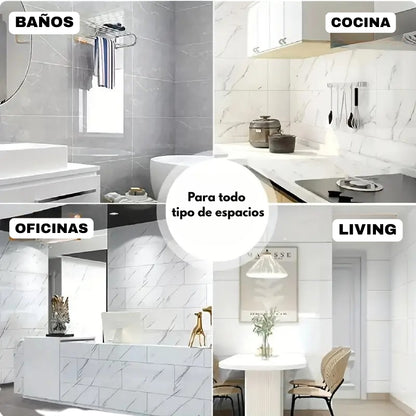 DecoPlacas™ Mármol ┃ Adhesivo premium para cocinas y baños + Vinilo de Regalo