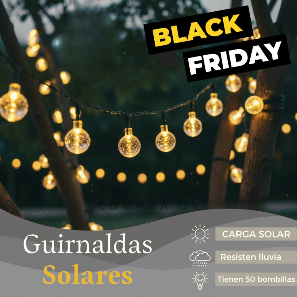 Guirnalda Solar | 5 m · 50 Luces redondas | LED Cálidas Impermeables  ✅