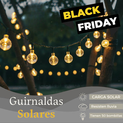 Guirnalda Solar | 5 m · 50 Luces redondas | LED Cálidas Impermeables  ✅