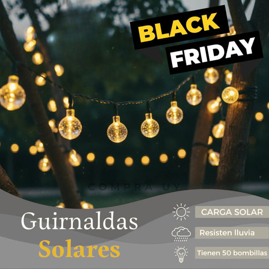 Guirnalda Solar | 5 m · 50 Luces redondas | LED Cálidas Impermeables  ✅