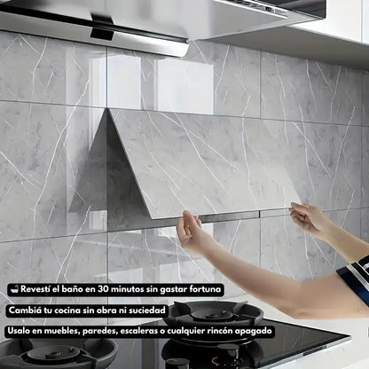 DecoPlacas™ Mármol ┃ Adhesivo premium para cocinas y baños + Vinilo de Regalo