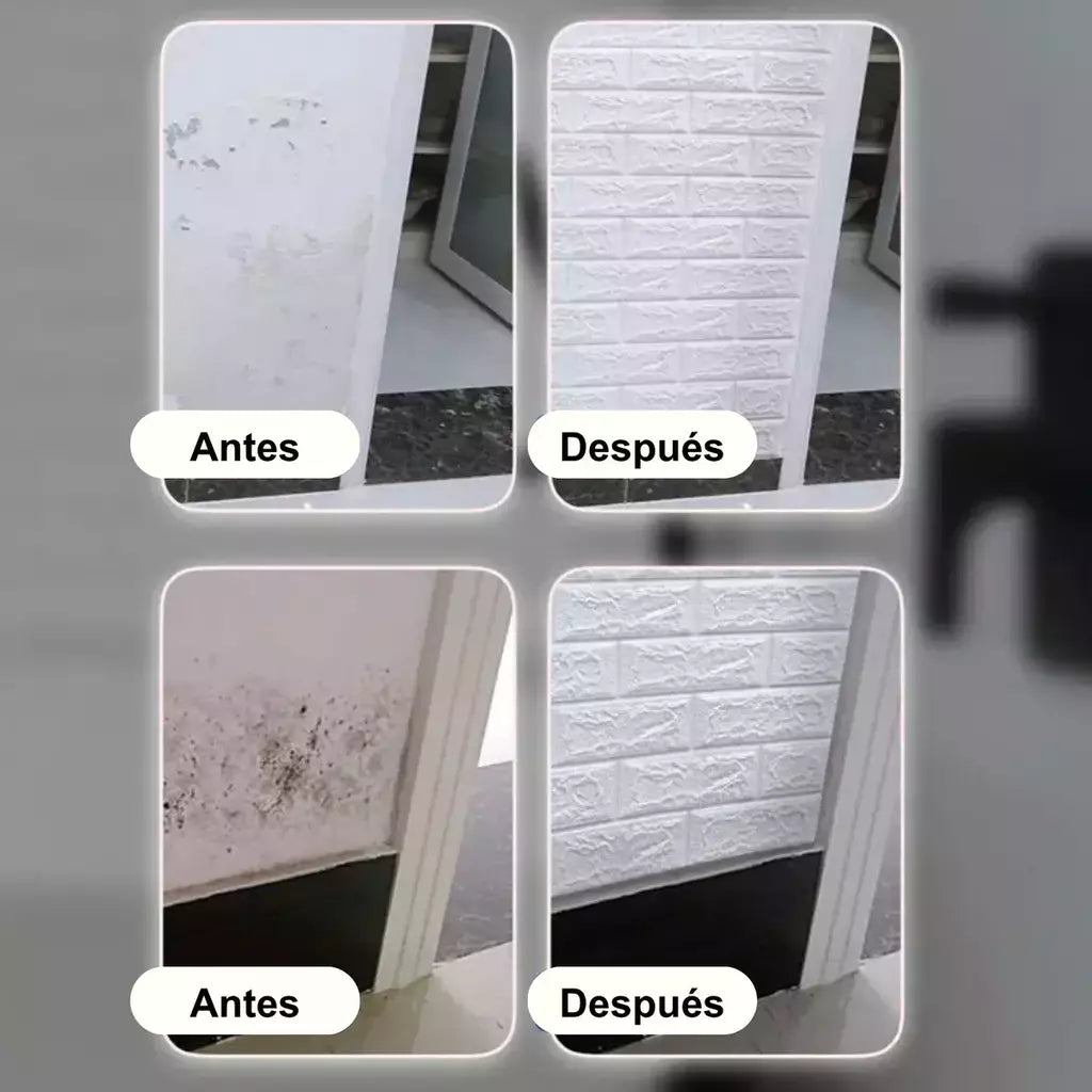 Revestimiento Decorativo 3D Simil Ladrillo – Pack 10 Placas Autoadhesivas + Vinilo de Regalo