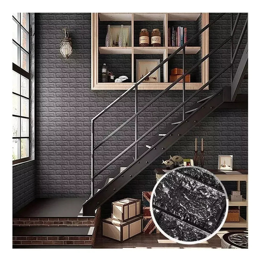 Revestimiento Decorativo 3D Simil Ladrillo – Pack 10 Placas Autoadhesivas + Vinilo de Regalo