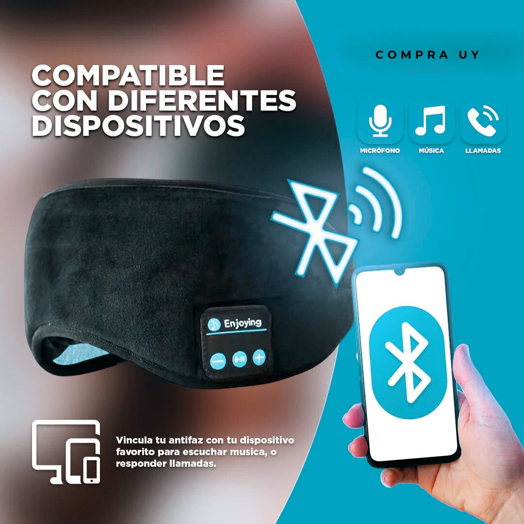 SleepBand™ | Antifaz para Dormir con Auriculares Bluetooth | Descanso Profundo y Música Relajante