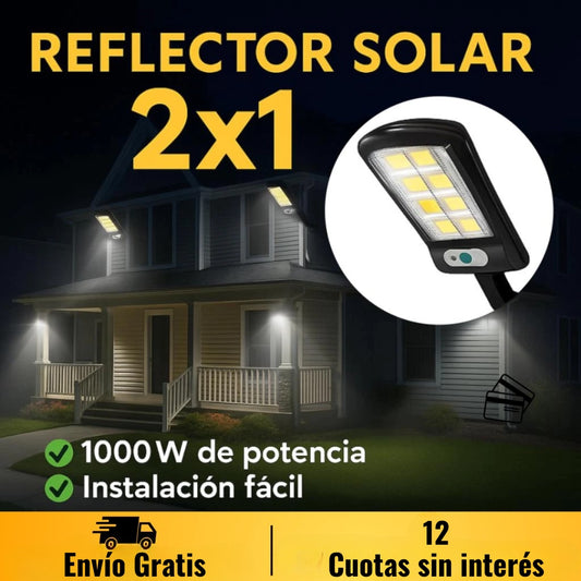 2X1 REFLECTOR SOLAR LED 1000W PARA EXTERIORES | SIN CABLES, SIN FACTURAS